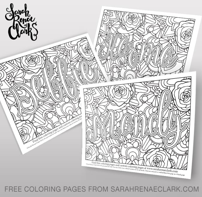 Free customized name coloring page