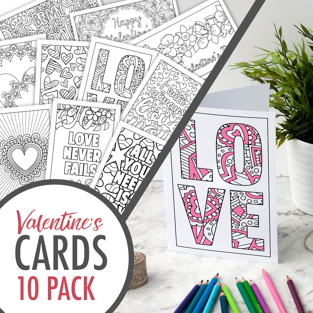 Free printable Valentine's Day coloring bookmarks