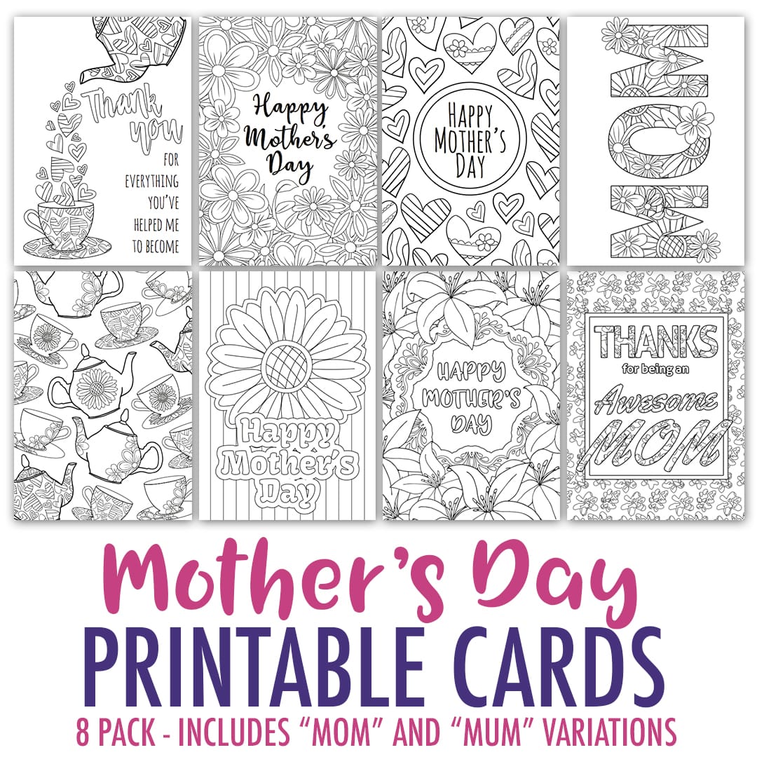 Mother's Day Coloring Cards | 8 Pack - Sarah Renae Clark - Coloring