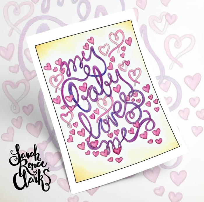 My baby loves me - adult coloring page for moms | Colored by Debra Shepard | From "A Year of Coloring Affirmations For New Mothers" adult coloring book by Sarah Renae Clark. www.sarahrenaeclark.com