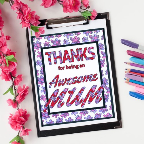 Thanks for being an awesome Mom free coloring page | Find more free adult coloring pages and Mother's Day printables at www.sarahrenaeclark.com