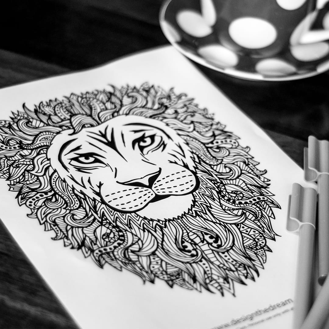 Lion Adult Coloring Page Sarah Renae Clark Coloring Book Artist And Designer