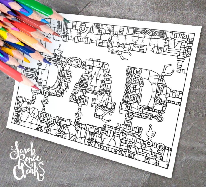 DAD mechanical coloring page