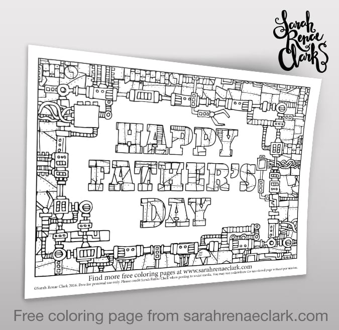 happy father's day  adult coloring page  sarah renae clark