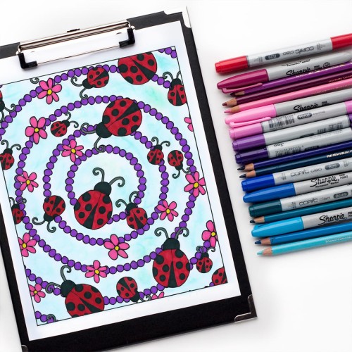 Ladybugs free coloring page | Get more free coloring pages for adults and kids at www.sarahrenaeclark.com