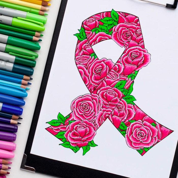 Cancer awareness ribbon coloring page