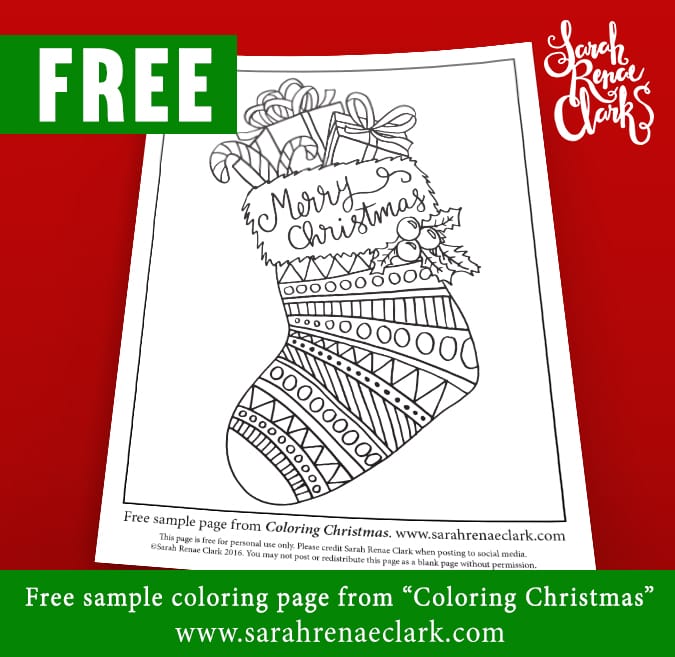 Download Free Sample Page from "Coloring Christmas" - Sarah Renae Clark - Coloring Book Artist and Designer