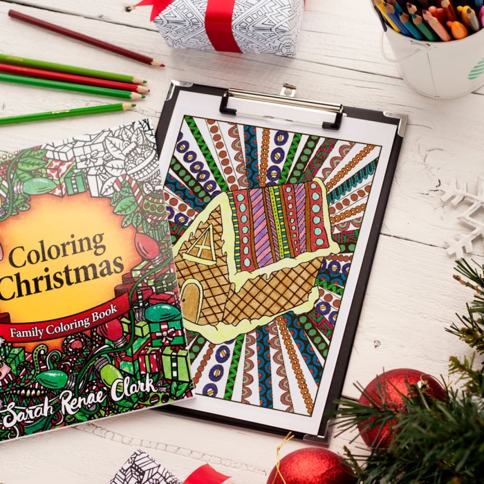 Check out this coloring page from "Coloring Christmas" | Colored by Emma Turnbull. Get the coloring book at www.sarahrenaeclark.com #christmas #coloringbook