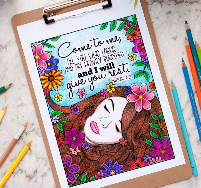 Scripture coloring page - colored by Anna Hurtt
