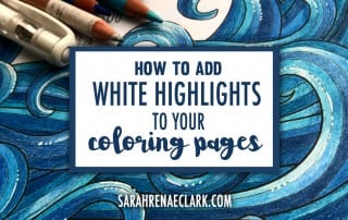This is a super easy technique using colored pencils (or markers) and a white gel pen to create amazing highlights on any finished adult coloring page. See the full tutorial at: https://sarahrenaeclark.com/2016/how-to-add-white-highlights-to-your-coloring-pages/