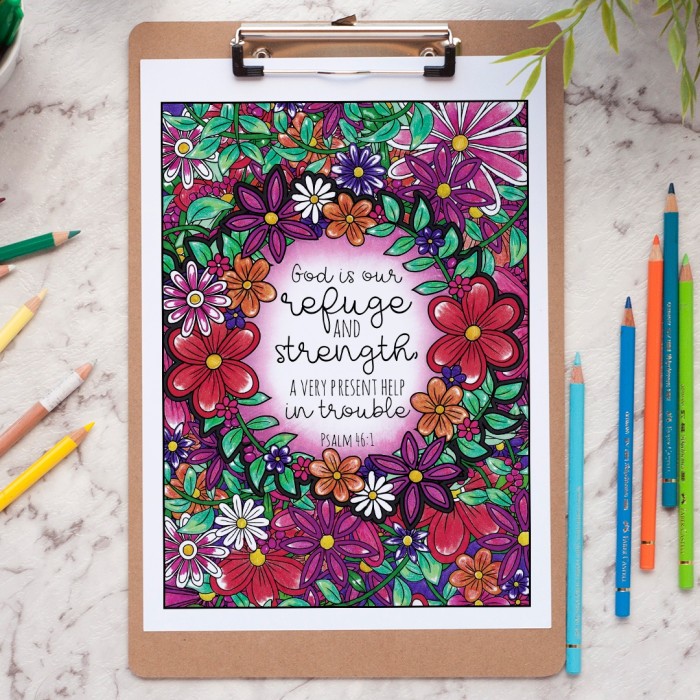 Words of Strength coloring book. Colored by Linda Franklin