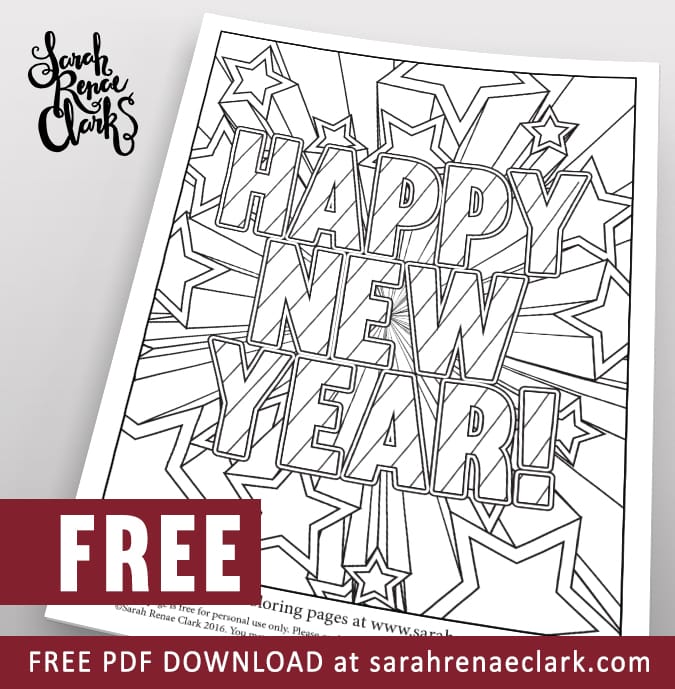 Happy New Year Free coloring page   Sarah Renae Clark ...