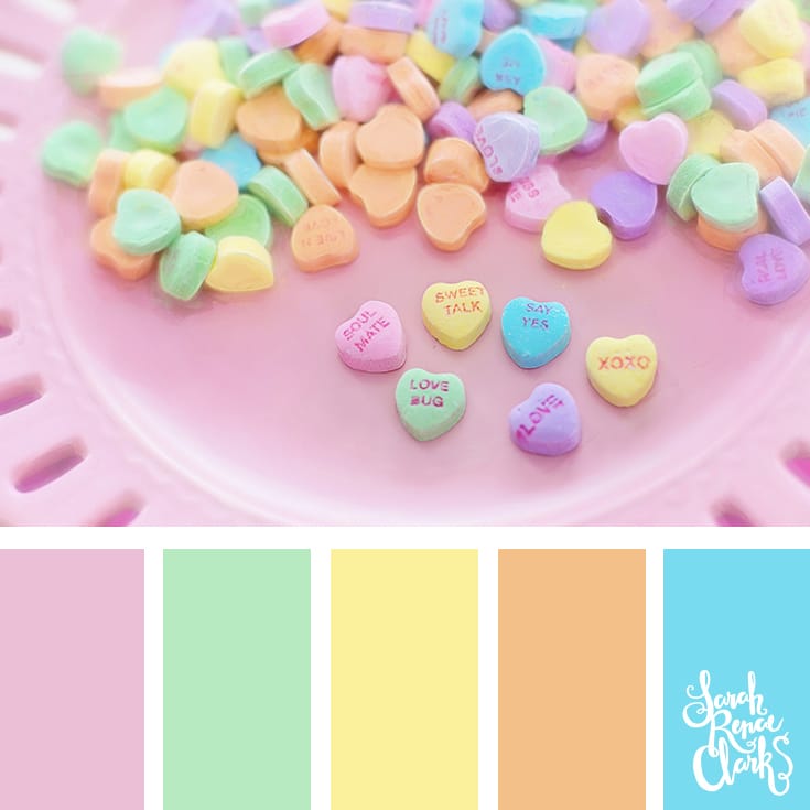Color Palette 042 - Heart candy on a pastel pink plate