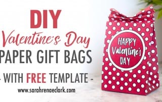 DIY Valentine's Day Paper Gift Bags | Free Template and Tutorial | Learn how to make your own cute coloring page paper gift bags - what a great gift idea for Valentine's Day! Watch the video instructions and download your free printable template at www.sarahrenaeclark.com| Valentine's Day Craft, DIY Valentine's Day, DIY paper gift bag, DIY gift bag, Valentine’s Day activity, DIY craft, free craft template, DIY gift bag tutorial, video tutorial, free template, free coloring page, free Valentine’s Day coloring pages, free printable, printable template