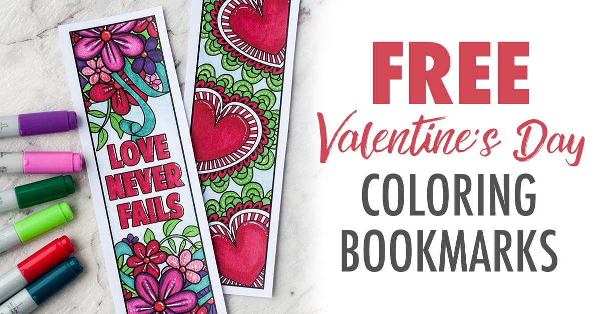 Download Free printable Valentine's Day coloring bookmarks