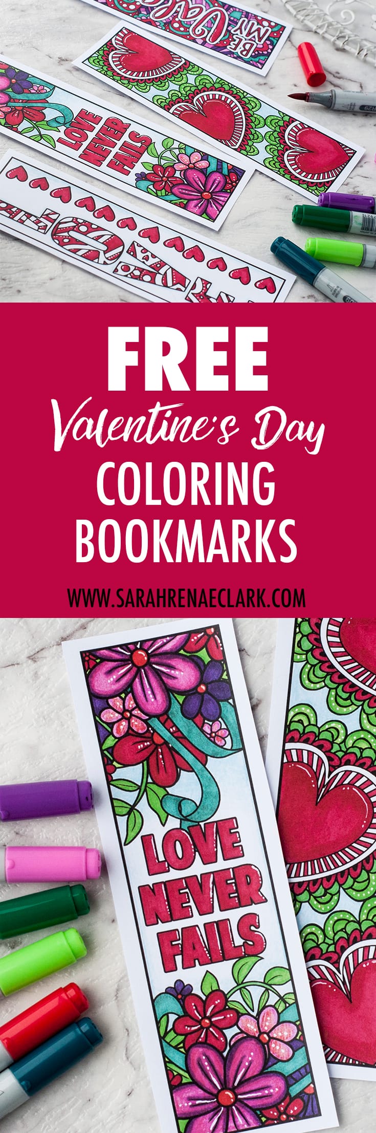 Free printable Valentine #39 s Day coloring bookmarks