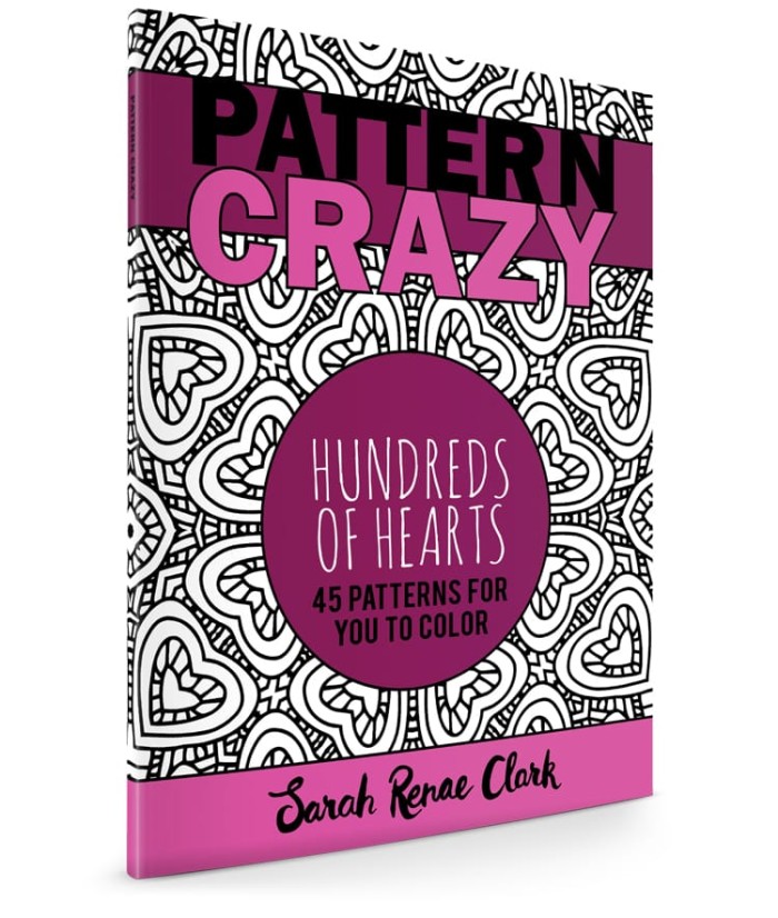 Pattern Crazy: Hundreds of Hearts - Adult Coloring Book | Find more Valentine’s coloring page craft templates at www.sarahrenaeclark.com| Valentine's Day Craft, DIY Valentine's Day, Valentine’s Day activity, DIY craft, free craft template, printable coloring pages