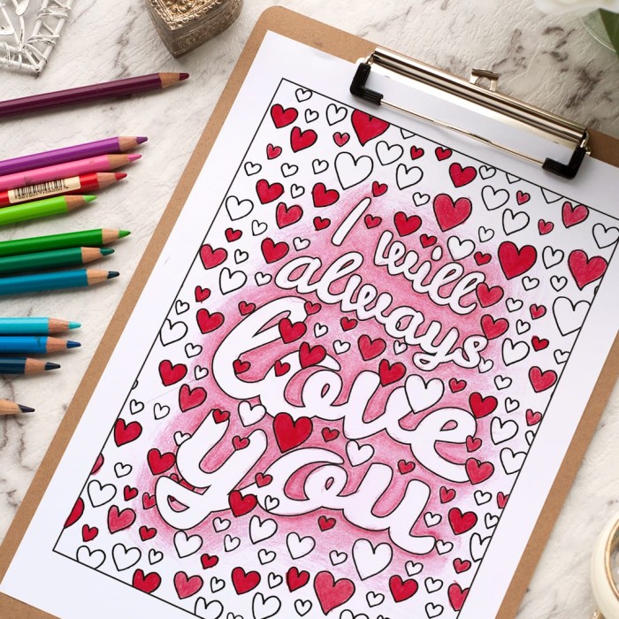 I will always love you - Adult coloring page | Find more adult coloring pages, coloring books and printable crafts at www.sarahrenaeclark.com | Valentine's Day craft, printable coloring pages, adult coloring pages