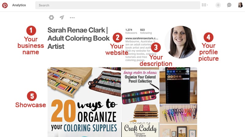 A look at what's included in your Pinterest profile | Pinterest Marketing Tips | www.sarahrenaeclark.com