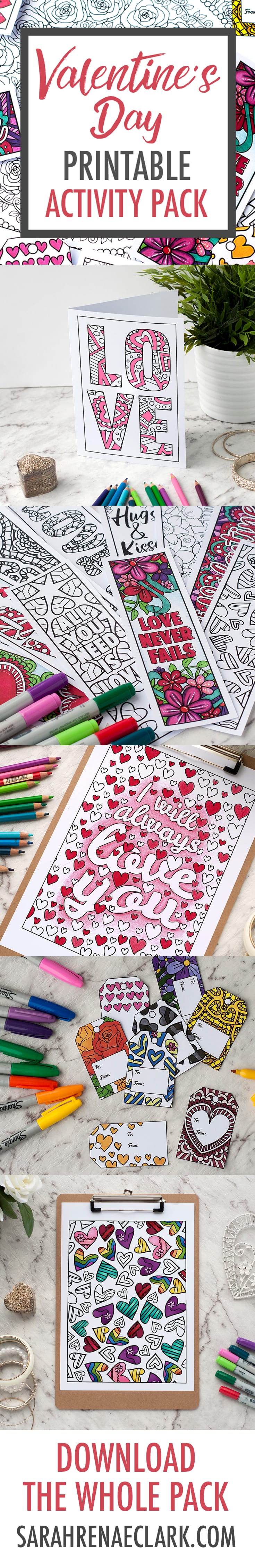 BEST VALUE 120 Valentines Bookmarks Coloring Pages: Instant Download Coloring  Book for Kids and Adult Valentines Bookmarks to Color 