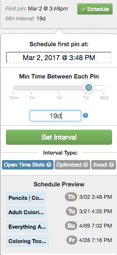 Tailwind schedule - interval pinning