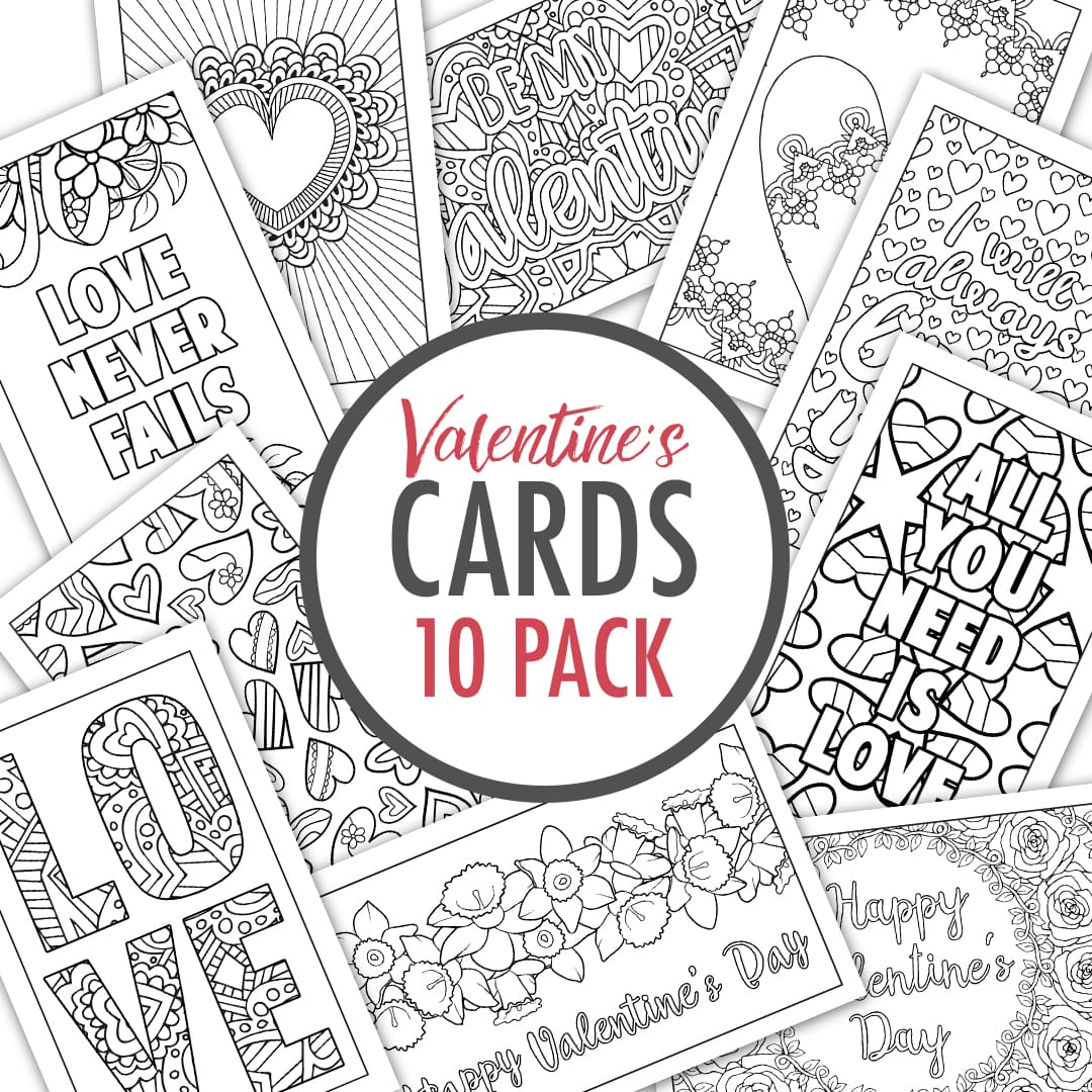 Valentine #39 s Day Cards (Set of 10) Sarah Renae Clark Coloring Book