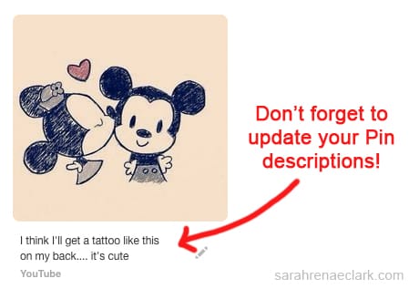 Don't forget to update your descriptions when you repin something on Pinterest!