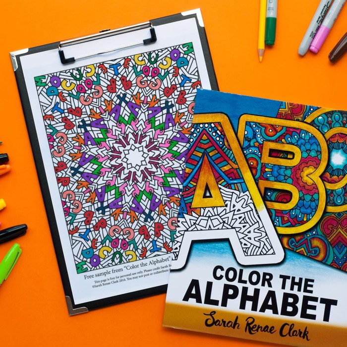 Free alphabet mandala coloring page for adults | Download more free adult coloring pages at www.sarahrenaeclark.com