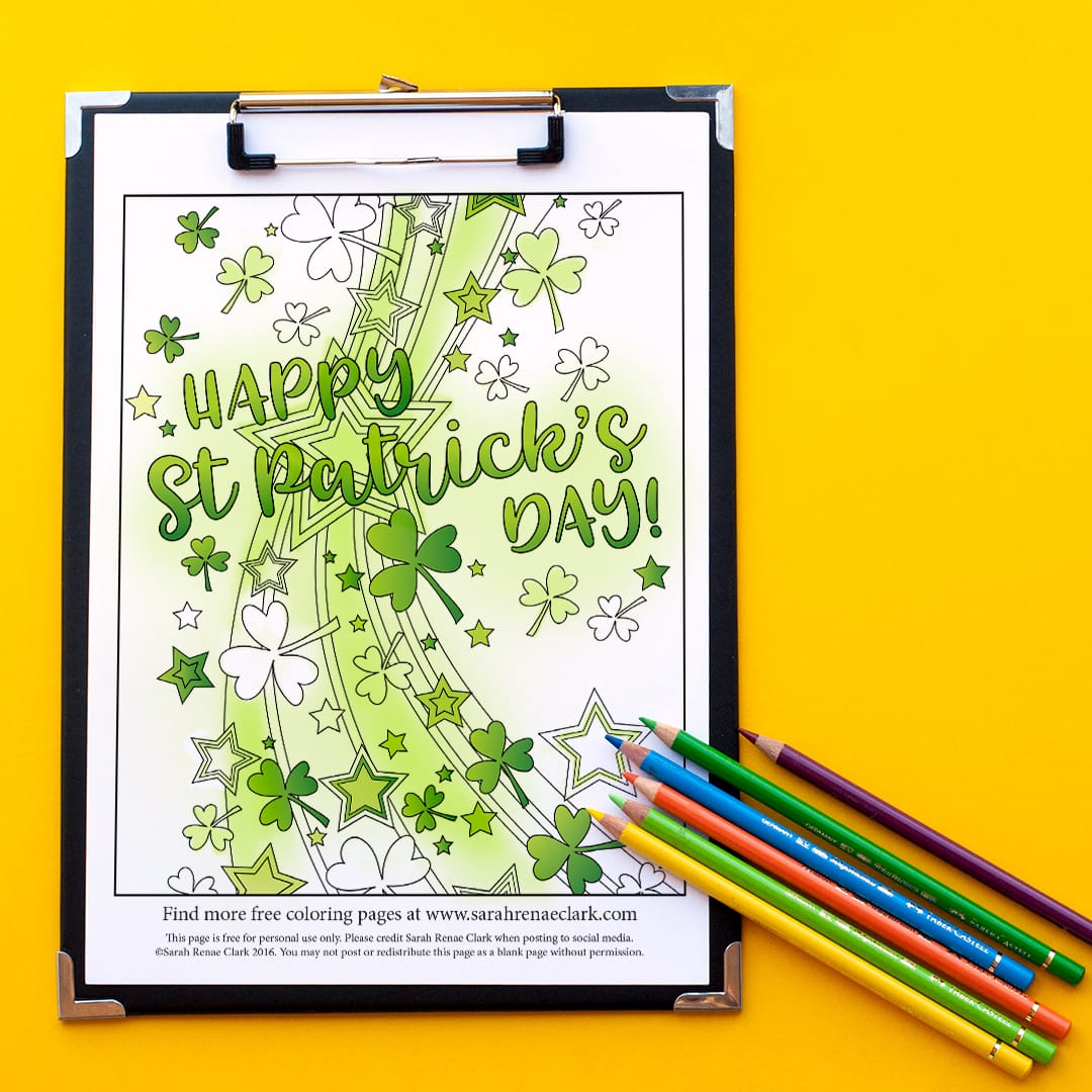Free St Patrick's Day coloring page by Sarah Renae Clark | Find more free coloring pages and printables at www.sarahrenaeclark.com