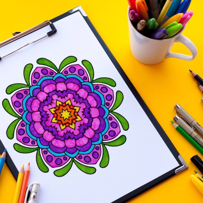 Free coloring page - Kaleidoscope flower mandala pattern printable coloring page | Find more free coloring pages at www.sarahrenaeclark.com