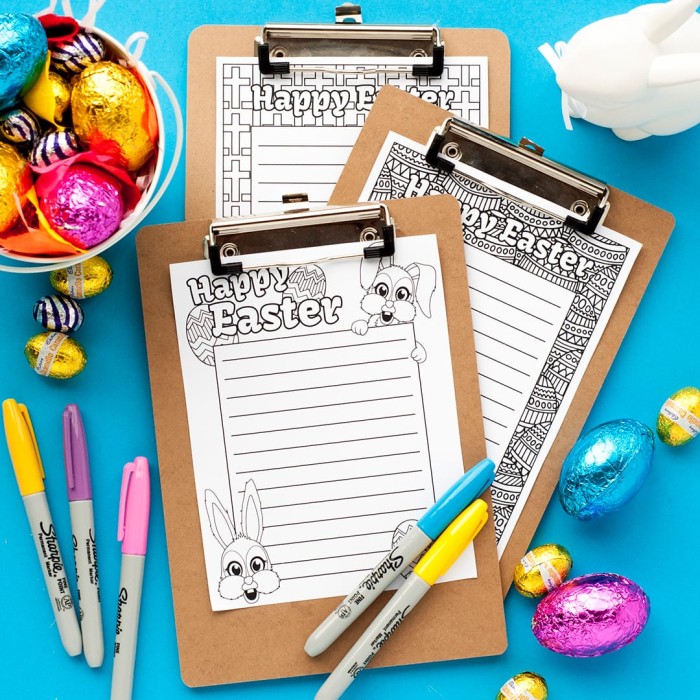 Cute printable stationery for Easter - write a letter to the Easter bunny, or keep track of important shopping lists! Find more Easter printables, craft templates and coloring pages at https://sarahrenaeclark.com/shop/cat/seasonal/easter
