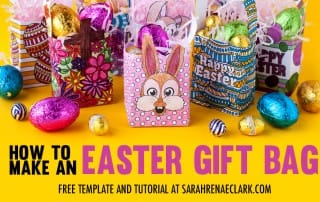 Make your own mini Easter gift bags with this free template and easy tutorial by Sarah Renae Clark. Click to get started! https://sarahrenaeclark.com/2017/mini-easter-gift-bag/