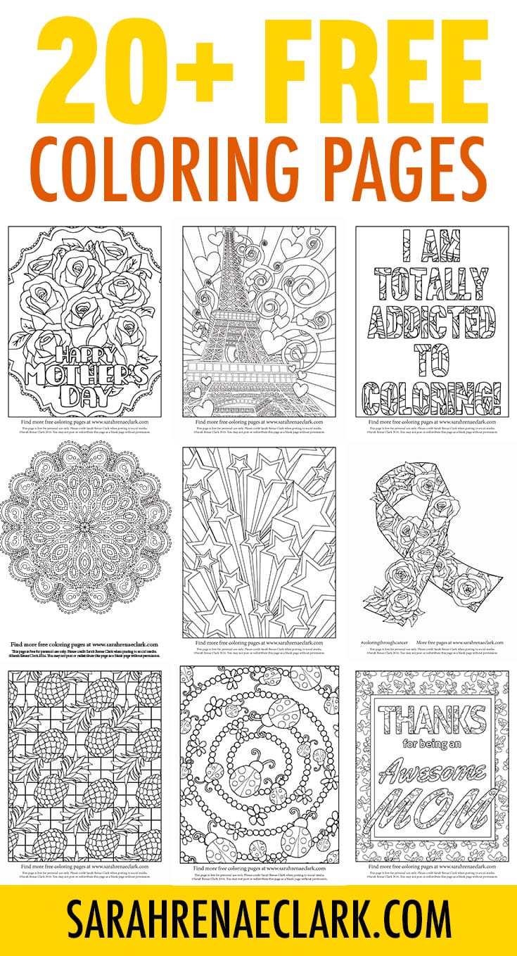 Free adult coloring pages! Get 20+ free adult coloring pages and printables from www.sarahrenaeclark.com | Free coloring pages for adults | Free coloring pages for grown ups | Free grown-up colouring pages | Free seasonal coloring pages