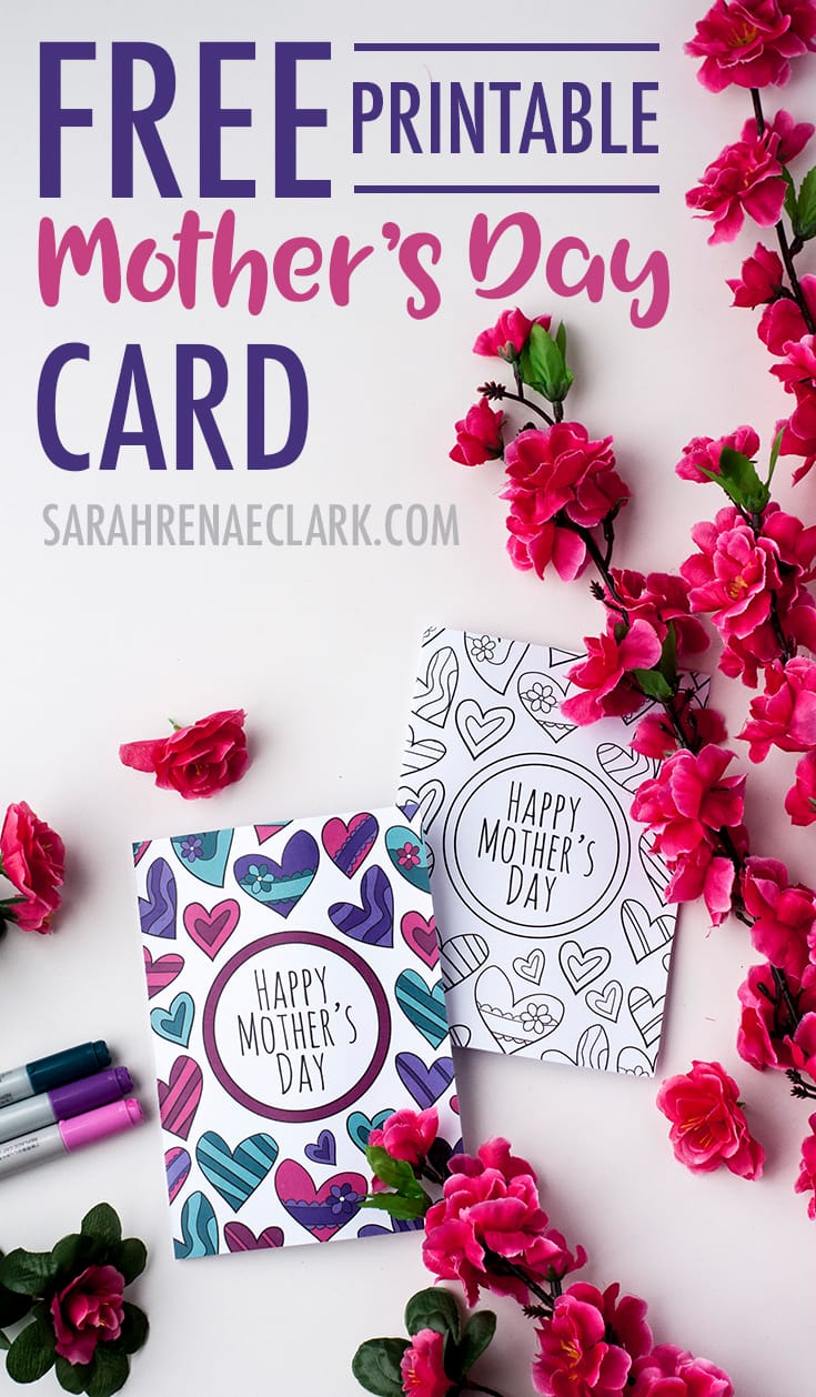 This free printable Mother’s Day card is fun to color in and a great way to personalize your Mother’s Day gift! This is a sample card from my pack of 8 coloring cards for Mother’s Day | Find more Mother’s Day printables and free coloring pages at https://sarahrenaeclark.com/shop/cat/seasonal/mothers-day/