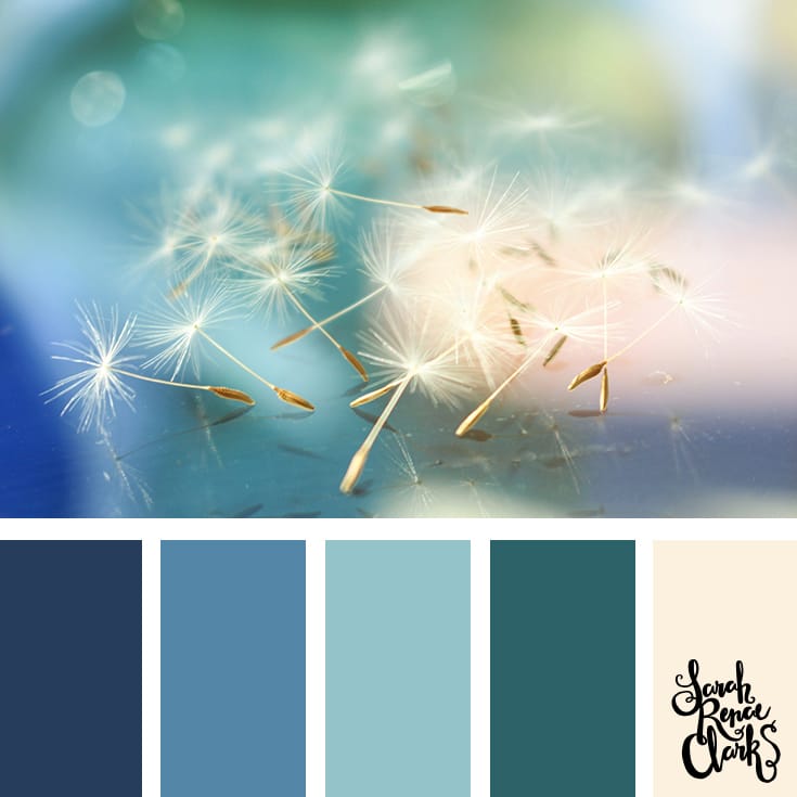 Beautiful blues color Inspiration | Click for more color combinations and color palettes inspired by the Pantone Fall 2017 Color Trends, plus other coloring inspiration at http://sarahrenaeclark.com | Colour palettes, colour schemes, color therapy, mood board, color hue