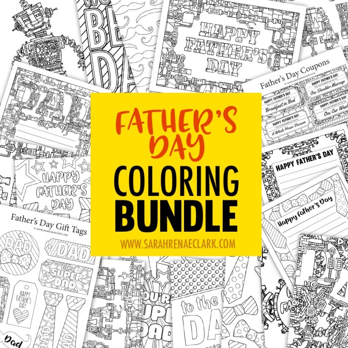 Spoil dad with this Father's Day Coloring Bundle! Includes over 60 pages of coloring activities to make a special gift for dad: Father’s Day gift tags, Father's Day letterheads, Father's Day coupons, Father's Day cards, an adult coloring book and 3 bonus Father’s Day coloring pages. | Find out more at https://sarahrenaeclark.com