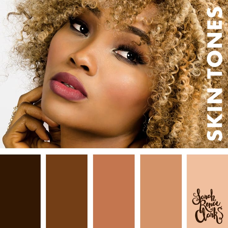 Skin color palette | Learn how to color skin tones with colored pencils or markers with these 10 video tutorials. Learn new blending techniques and handy tips for coloring skin. | Skin coloring tutorials and color palettes at www.sarahrenaeclark.com