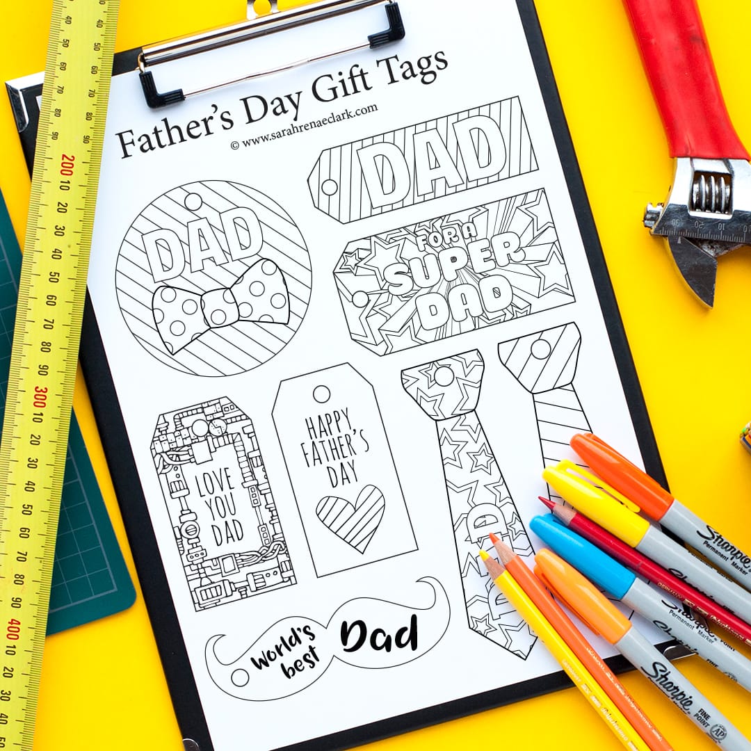 Father #39 s Day Gift Tags 8 Pack Sarah Renae Clark Coloring Book