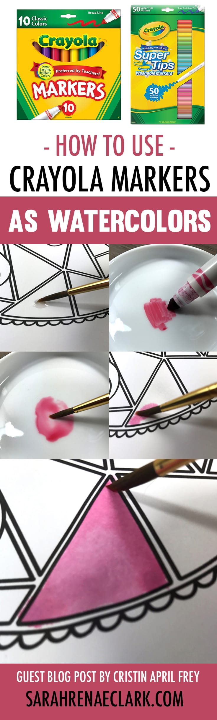 What a clever Crayola hack! Use your Crayola markers as watercolor paints. Check out the step-by-step photos and video tutorial, plus other adult coloring hacks at www.sarahrenaeclark.com | How to use Crayola markers as watercolors