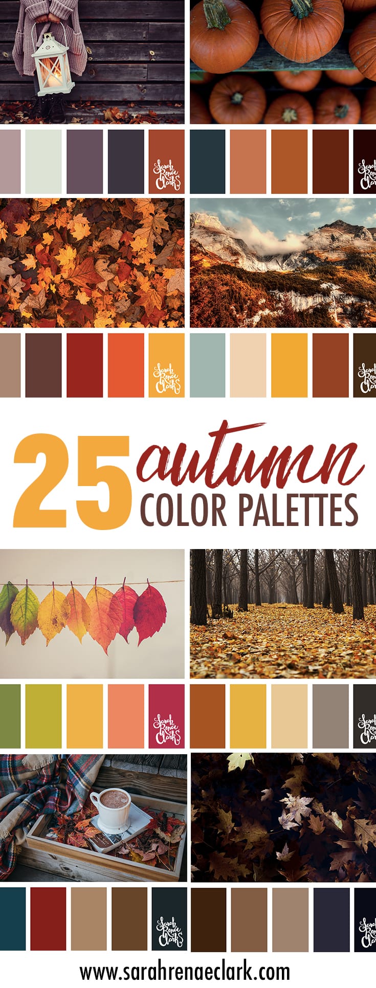 25 Autumn color schemes | Click for more fall color combinations, mood boards and seasonal color palettes at http://sarahrenaeclark.com