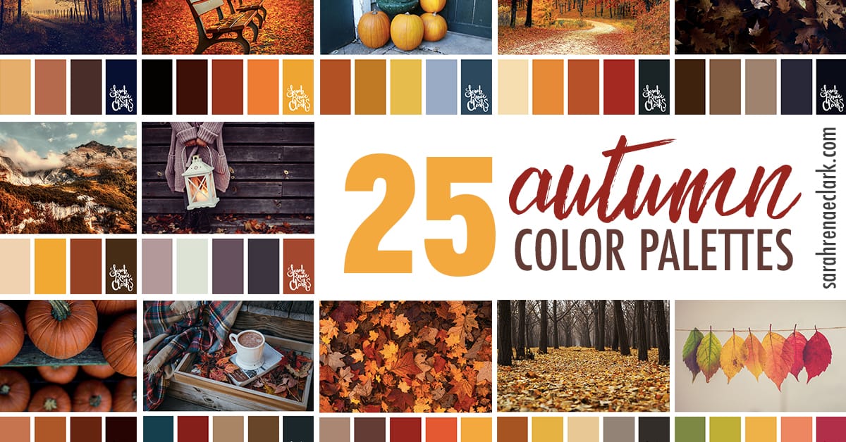 Seasonal Color Palette Card with 30 Colors for Warm Autumn