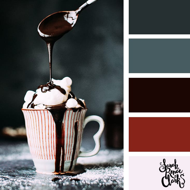 Chocolate color inspo // Winter Color Schemes // Click for more winter color combinations, mood boards and seasonal color palettes at http://sarahrenaeclark.com #color #colorscheme #colorinspiration