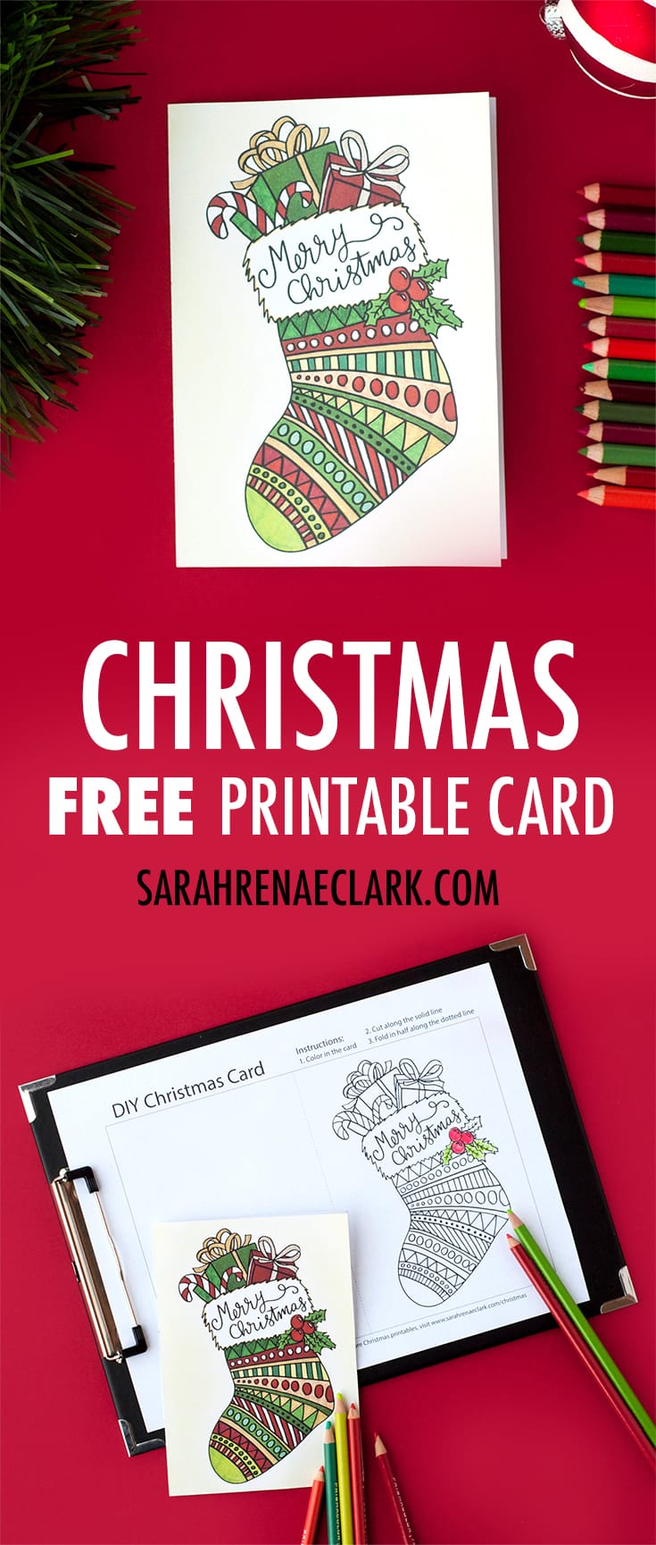 Free Christmas card printable template // Find more coloring Christmas printables at sarahrenaeclark.com #free #christmas #printable