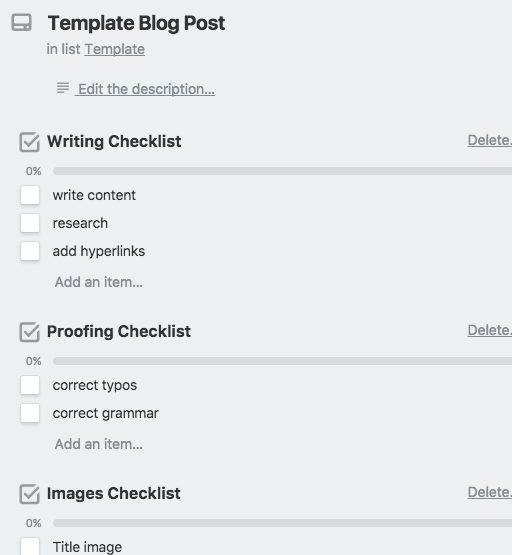 How to create a blog editorial calendar with Trello - checklists