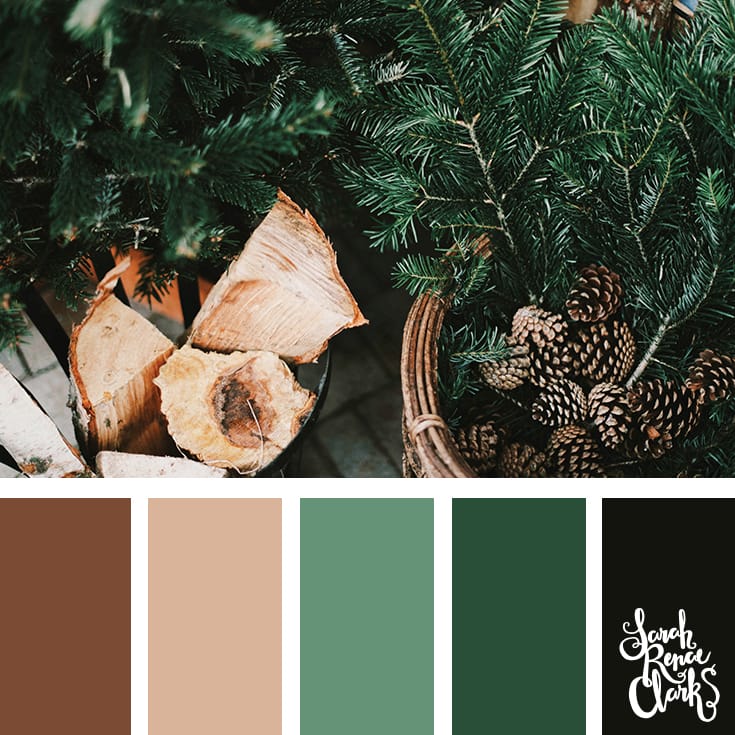Warm Christmas fireplace inspo // Christmas Color Schemes // Click for more Christmas color palettes, mood boards and color combinations at https://sarahrenaeclark.com #color #colorscheme #colorpalette
