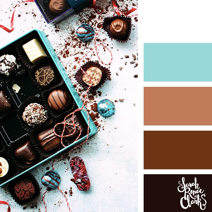 Chocolate colors // Christmas Color Schemes // Click for more Christmas color palettes, mood boards and color combinations at https://sarahrenaeclark.com #color #colorscheme #colorpalette