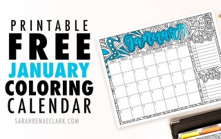 Printable Free January Coloring Calendar 2018