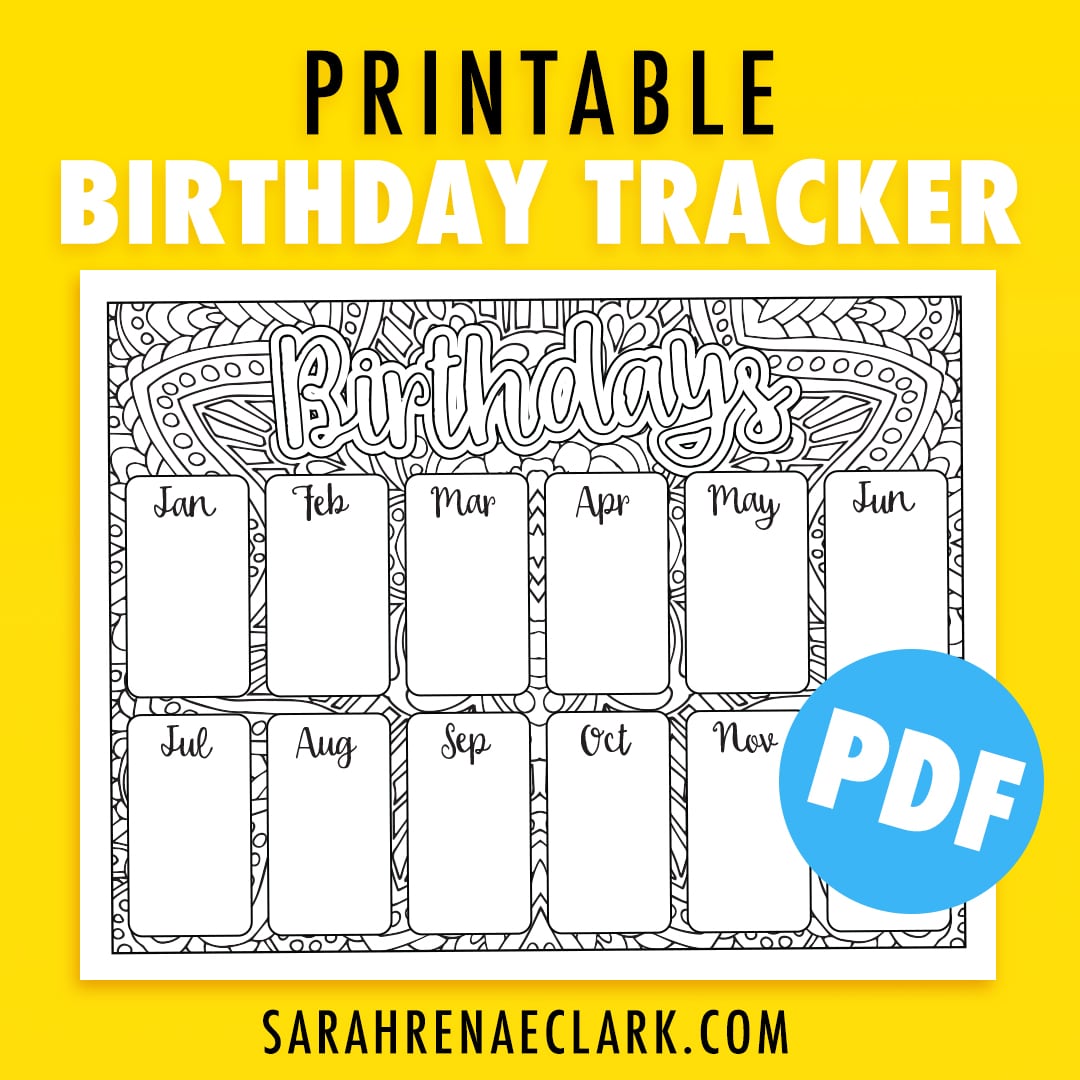 Birthday Tracker Printable PDF Printable planner insert to track