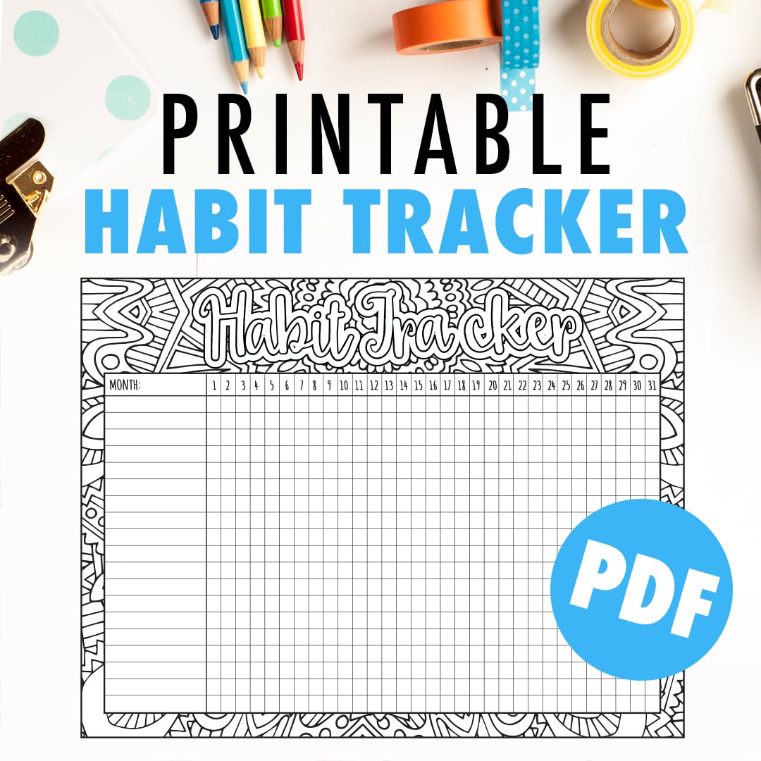 Printable Monthly Habit Tracker / Goal Tracker PDF by Sarah Renae Clark