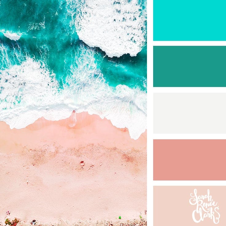 Beachy hues | 25 color palettes inspired by the PANTONE color trend predictions for Spring 2018 - Use these color schemes as inspiration for your next colorful project! Check out more color schemes at www.sarahrenaeclark.com #color #colorpalette